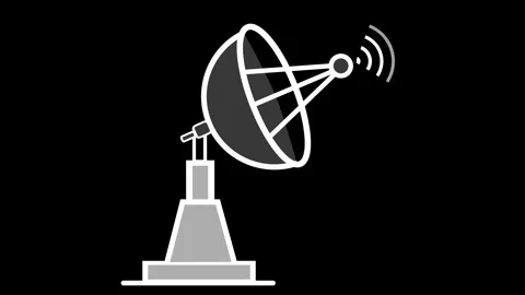 Satellite Dish Antenna Icon Sending Wireless Signal Animation Vídeo Stock 335119045
