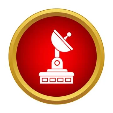 Satellite dish antenna icon transmitting global communication signals Stock Illustration