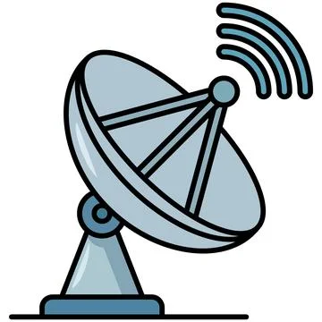 Satellite dish antenna receiving wireless signal waves. Stock Illustration