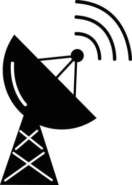 Satellite dish antenna transmitting wireless data signal Ilustración de archivo
