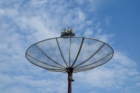 Satellite dish with blue sky Stock Photos