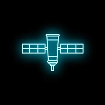 Satellite dish communication neon light line icon Stock Illustration