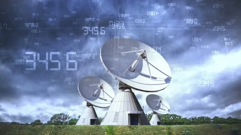 Satellite dish connections with database network Stock Footage