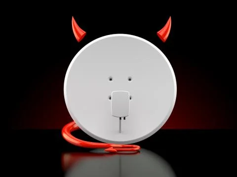 Satellite dish with devil horns and tail 스톡 일러스트