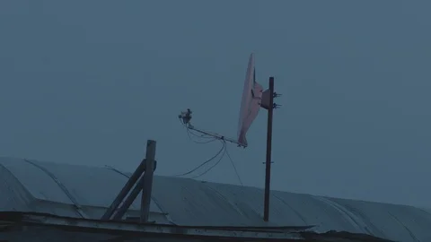 Satellite Dish Evening, Nightfall Stock Footage 99694436