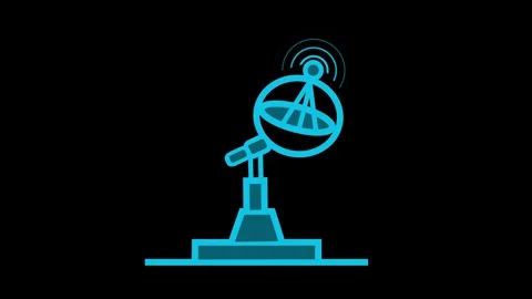 Satellite dish icon on black background, simple line drawing of a communica.. Stock Footage 337079701