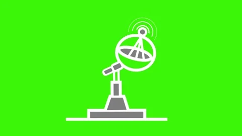 Satellite dish icon on black background, simple line drawing of a communica.. Stock Footage 337079713