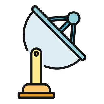 Satellite dish icon broadcasting global telecommunications signal Stock Illustration