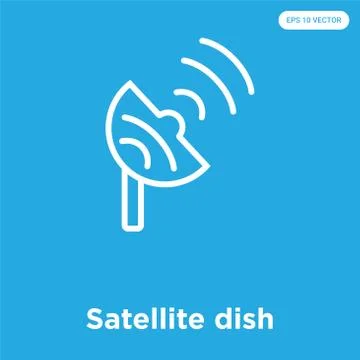 Satellite dish icon isolated on blue background Free Stock Illustration