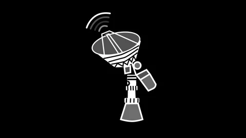 Satellite dish icon showing wireless signal and communication technology co.. Stock Footage 337079750