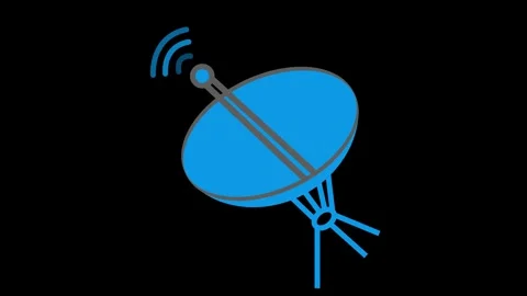 Satellite dish icon showing wireless signal and communication concept animati Stock Footage 337079917