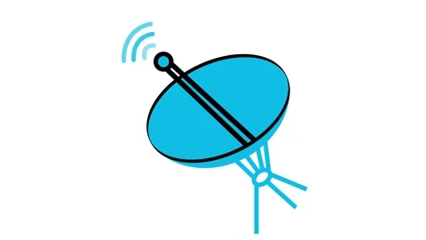 Satellite dish icon showing wireless signal and communication concept animati Stock Footage 337079926