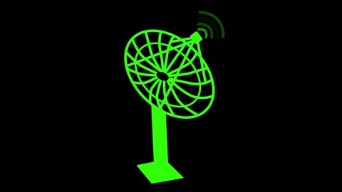 Satellite dish icon with signal waves simple communication symbol animation Vídeo Stock 337080027