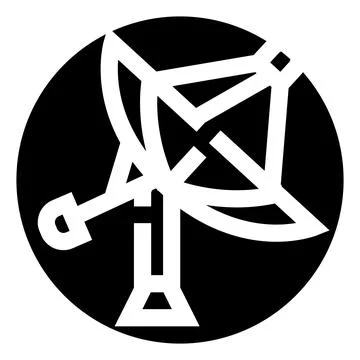 Satellite dish icon transmitting global communication signals Stock Illustration