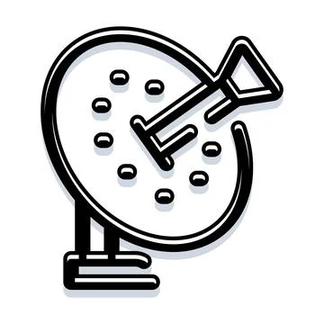 Satellite dish icon transmitting global communication signals Stock Illustration
