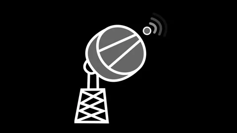 Satellite dish icon with wireless signal showing communication broadcasting.. Stock Footage 337080039