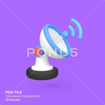 Satellite dish isolated 3d render icon illustration PSD Template