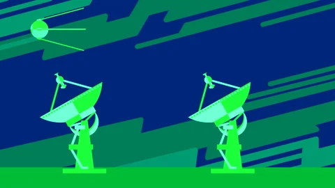 A satellite dish, a locator picks up and transmits signals Stock Footage 205722575