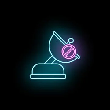 Satellite dish neon icon indicating no signal Stock Illustration