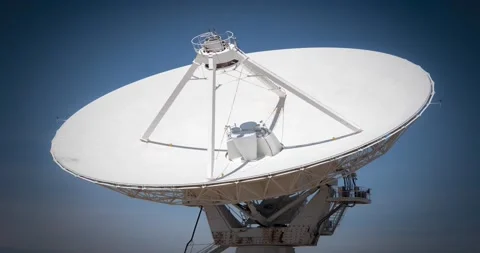 A satellite dish that is part of the Very Large Array in New Mexico Stock Footage 146501457