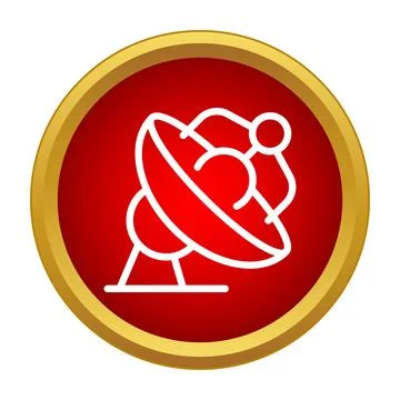 Satellite dish receiving data icon in red circle Illustrazione stock