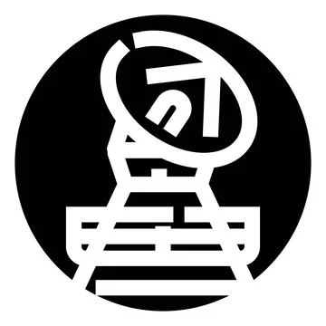 Satellite dish receiving data signal line icon Stock Illustration