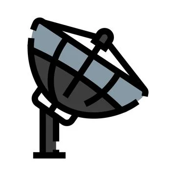 Satellite dish receiving transmitting communication signal technology icon Stock Illustration
