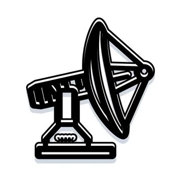 Satellite dish receiving transmitting communication signal technology Stock Illustration