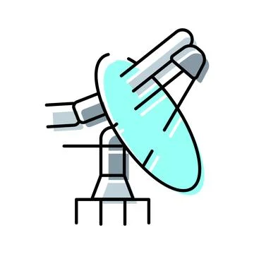 Satellite dish receiving transmitting signals line art illustration Stock Illustration