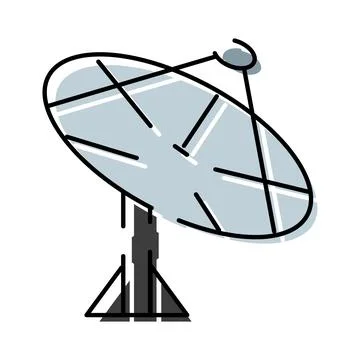 Satellite dish receiving transmitting signals technology illustration Stock Illustration