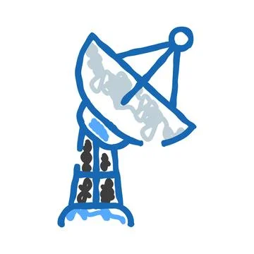 Satellite dish receiving transmitting signals line art icon Stock Illustration