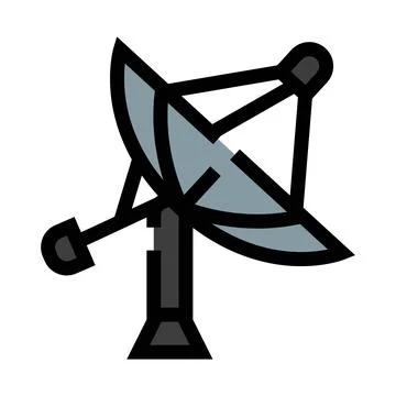 Satellite dish receiving transmitting telecommunication signal icon Stock Illustration