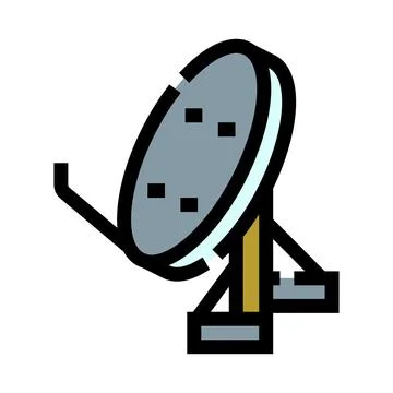 Satellite dish receiving transmitting telecommunication signal icon Stock Illustration