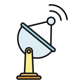 Satellite dish sending receiving global signal communication waves Stock Illustration