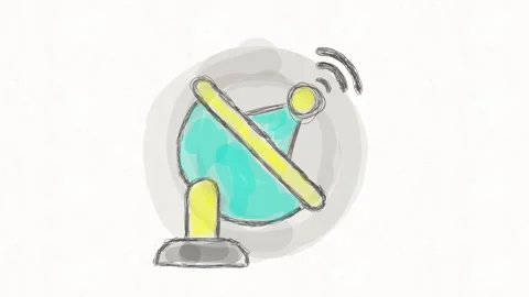 Satellite Dish Sending Wireless Signal Hand Drawn Animation Vídeo Stock 342018089
