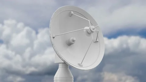 Satellite dish on sky background. 3D illustration Stock Footage 228661657