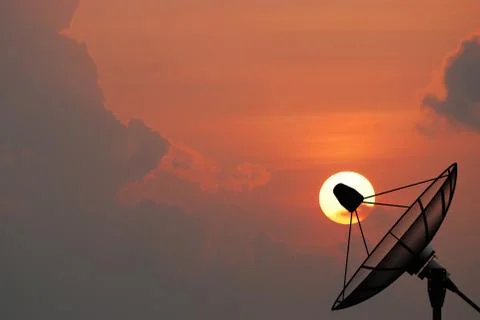 Satellite dish sky sunset Stock Illustration