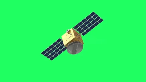 Satellite dish with solar panel on green screen Vídeo Stock 252412839