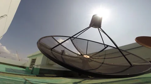Satellite dish with sun sky Vídeo Stock 49428032