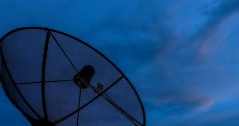 Satellite dish sunset clouds Stock Photos