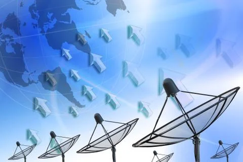 Satellite dish transmission data Stock Illustration