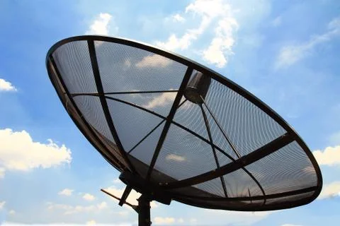 Satellite dish transmission data Stock Photos