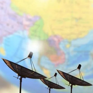 Satellite dish transmission data 스톡 사진