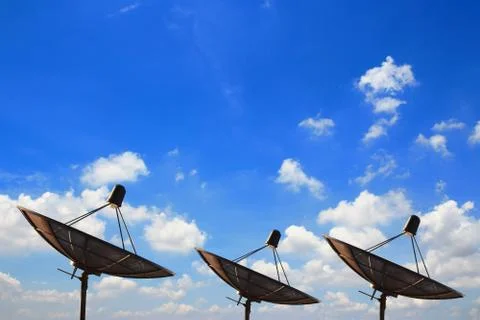 Satellite dish transmission data Stock Photos