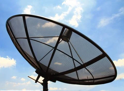 Satellite dish transmission data Stock Photos