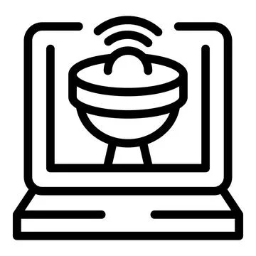 Satellite dish transmitting data to laptop for analysis and control Stock Illustration