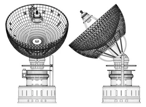 Satellite Dish Vector. An Illustration of a Two Satellite Dish Designs. Ilustración de archivo