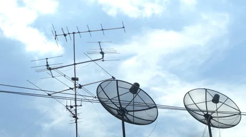 Satellite Dishes on rooftop Stock-Footage 60236765