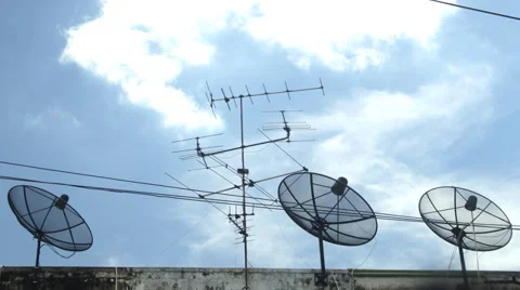 Satellite Dishes on rooftop Stock Footage 60237036