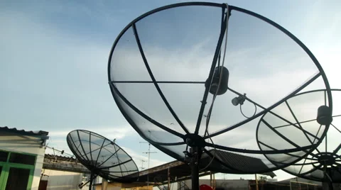 Satellite Dishes on rooftop Video stock 60238144